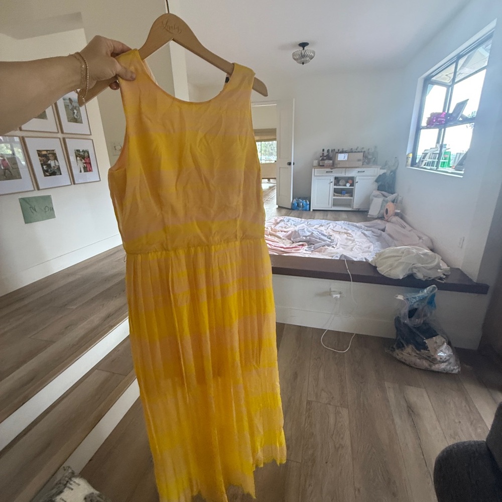 Yellow and Pink Sleeveless Dress